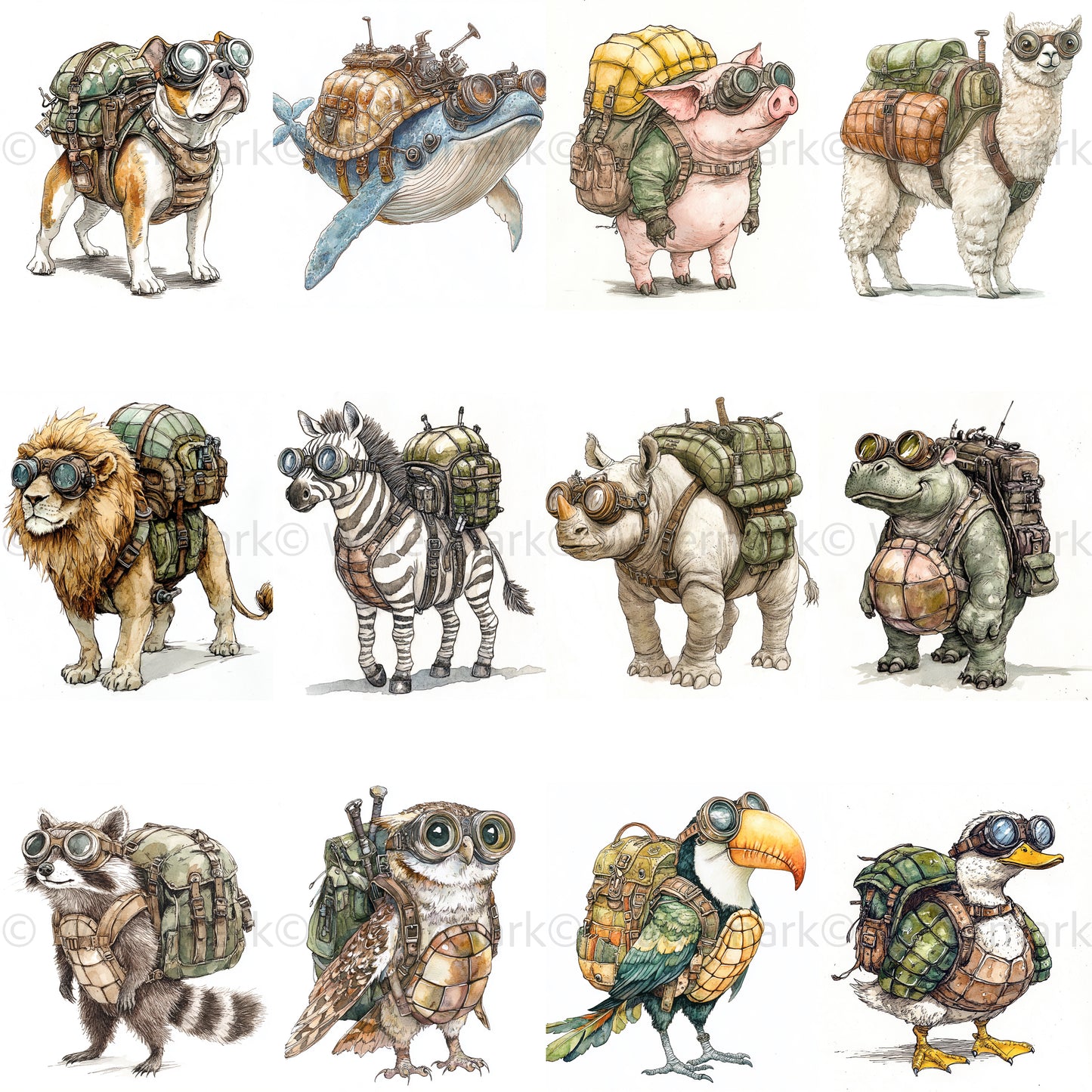 Midjourney Prompts for Vintage Handmade Steampunk Animals
