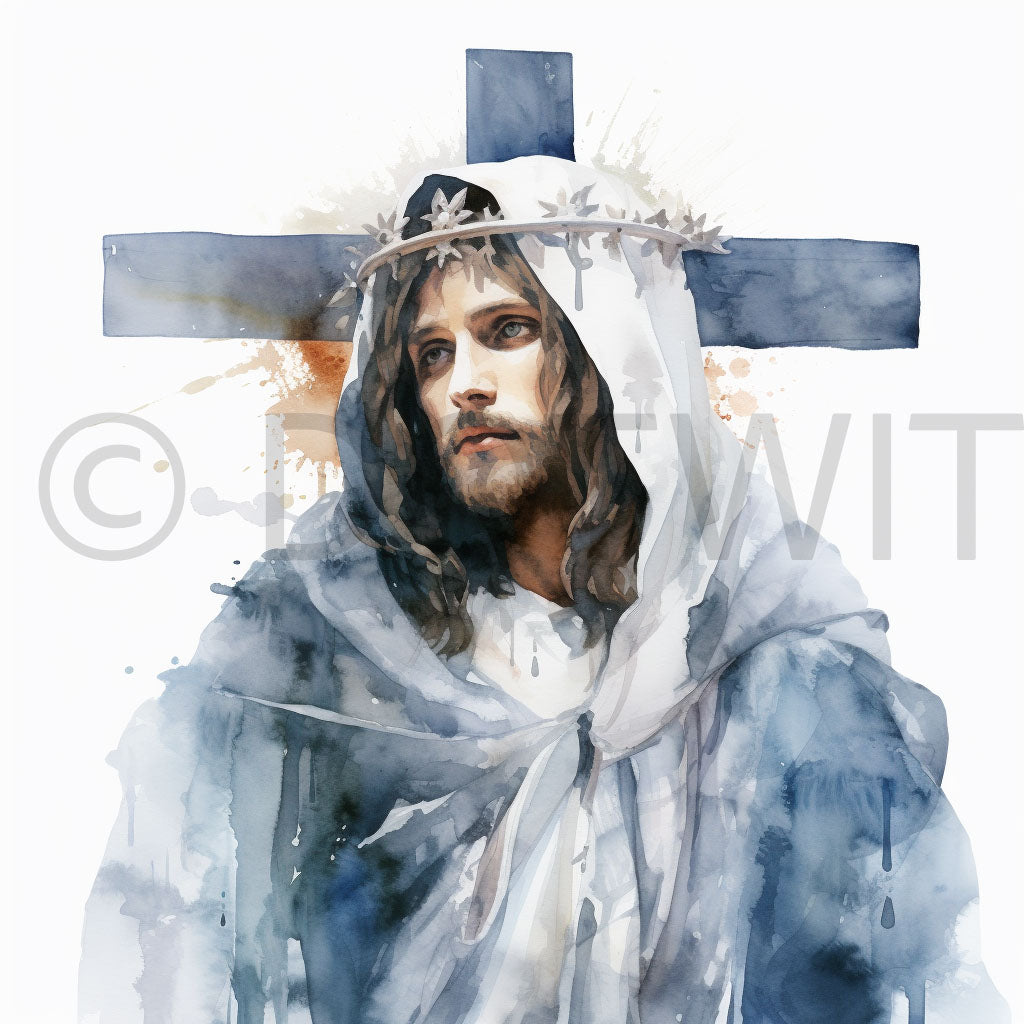 Religious Christmas Watercolor Clipart Digital Art and Midjourney Prompt Commercial Use