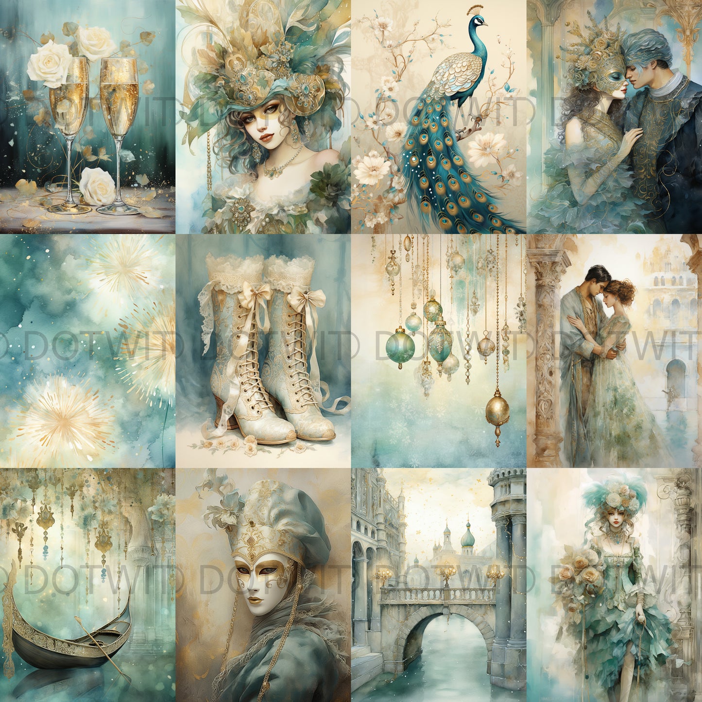 Midjourney Prompts For Turquoise Gold Junk Journal Papers