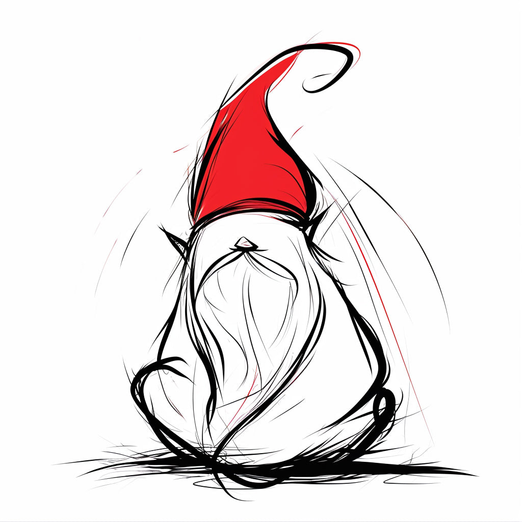 a gnome Midjourney Prompt V6 for Lineal Art Drawings