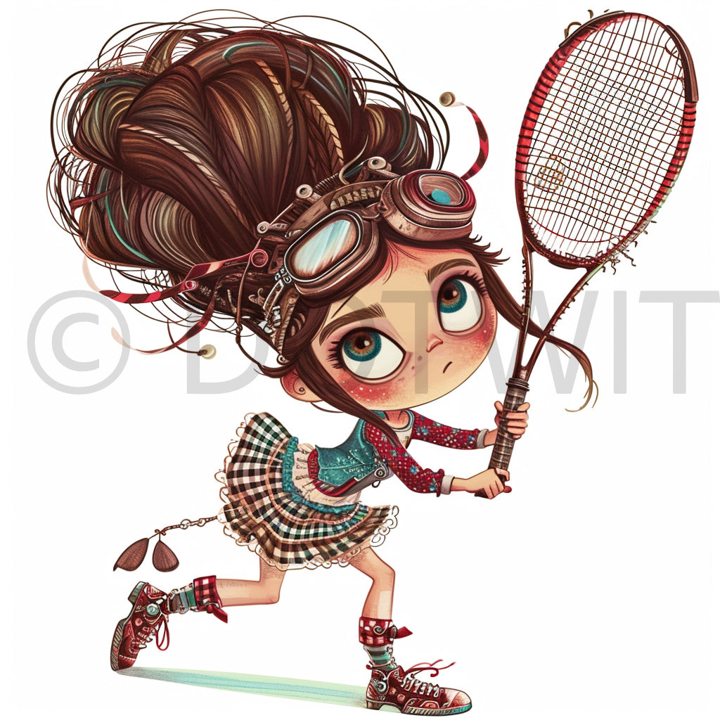 cute girl playing tennis