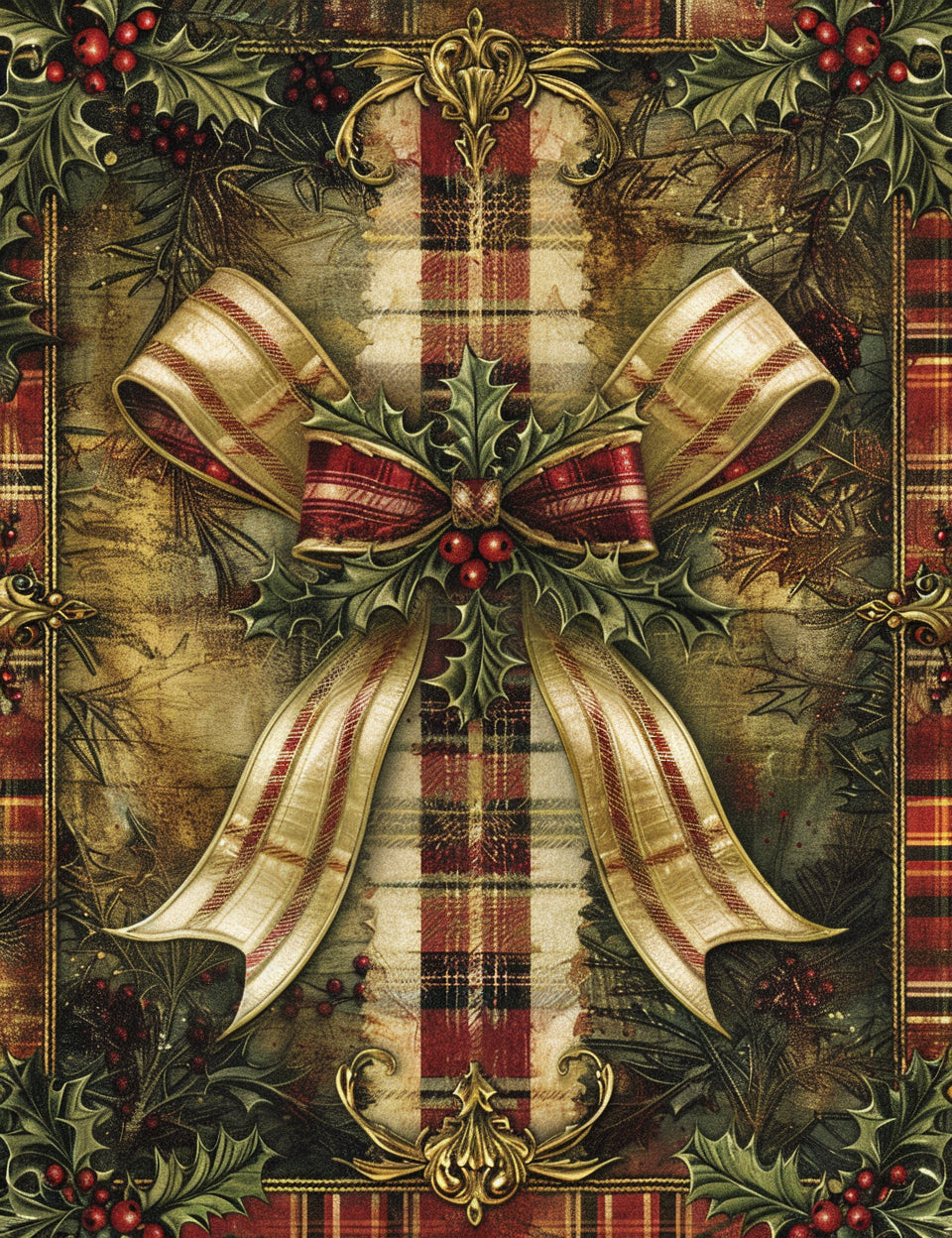 bow christmas Midjourney Prompts For Christmas Junk Journal Pages