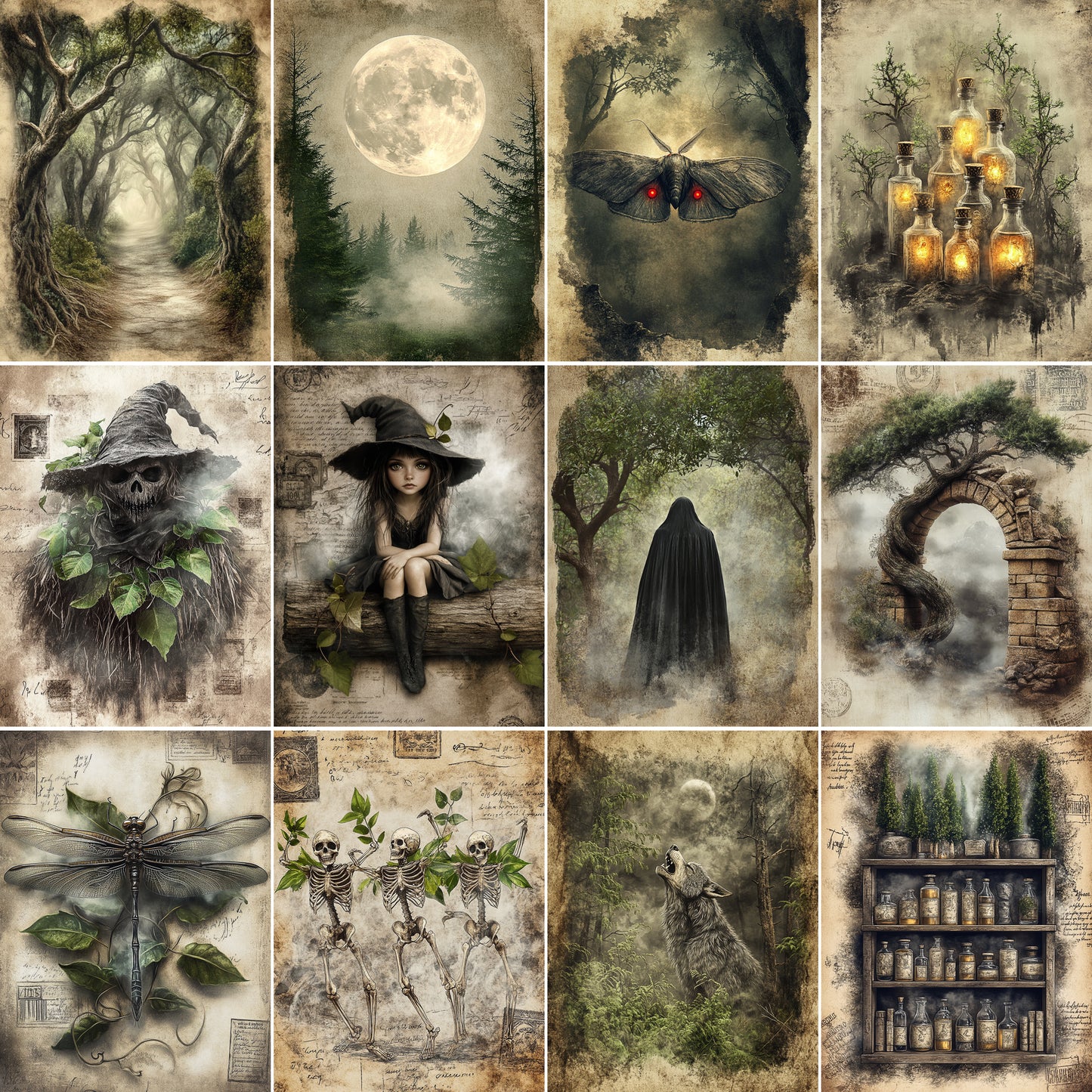 Midjourney Prompts for Spooky Forest Pages Junk Journal