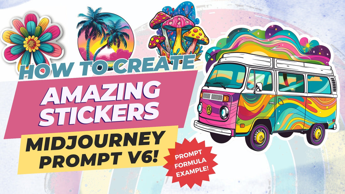 How to Create Stickers Midjourney Prompt, 70s Vintage Illustrations Prompts Examples