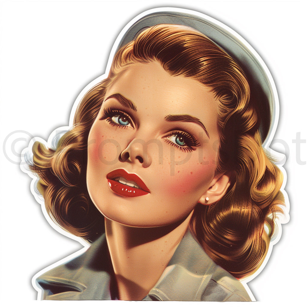 beautiful woman 1950s Retro Vintage Stickers