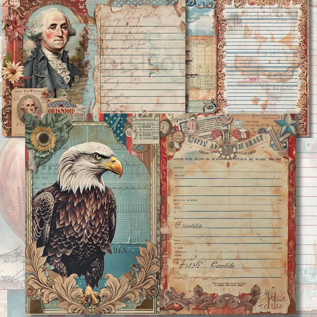 Midjourney Prompts For 4th July America Junk Journal Pages