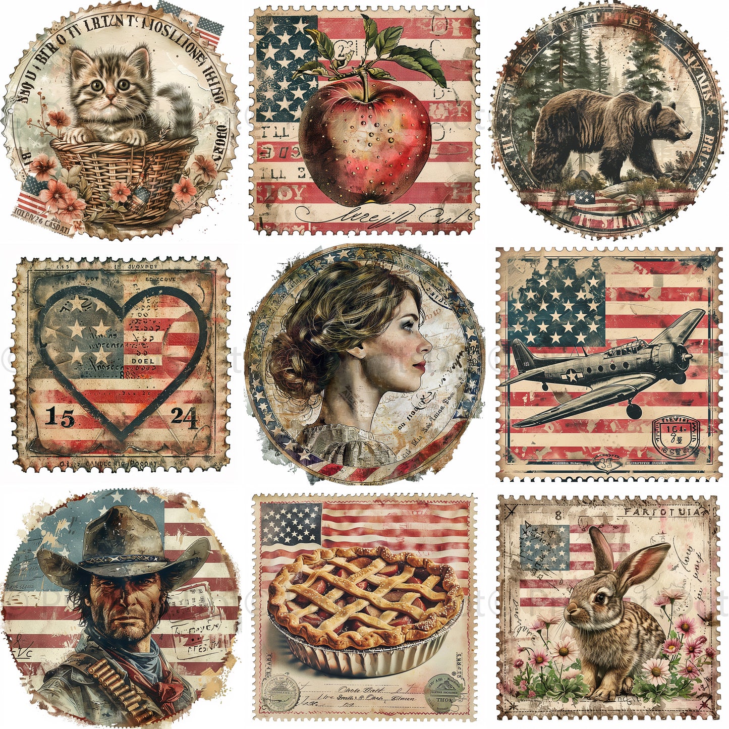 4th Of July Vintage Journal Stamps Midjourney Prompts