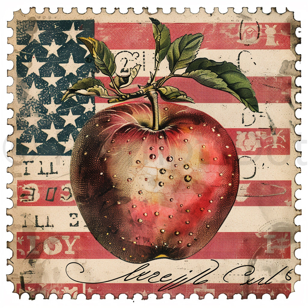 apple blossom 4th Of July Vintage Journal Stamps Midjourney Prompts