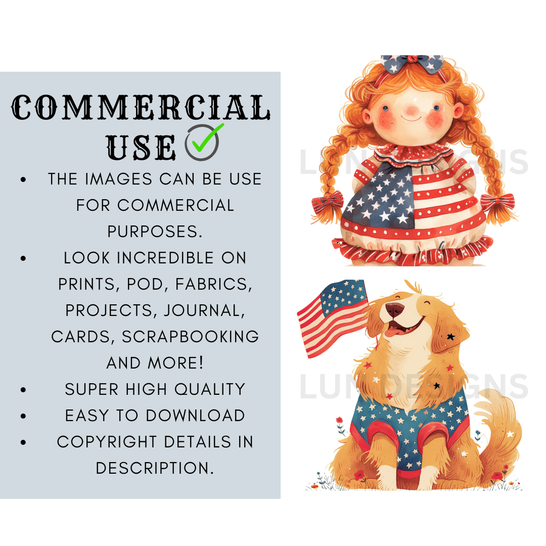 Americana Girls Clipart 