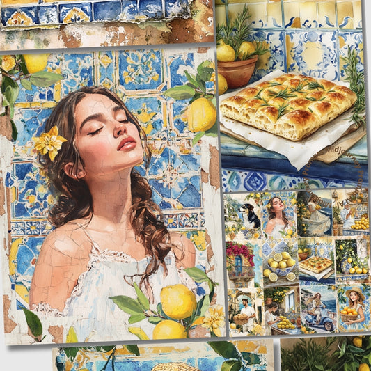 Midjourney V 6.1 Prompts for Amalfi Coast Escape Journal Pages