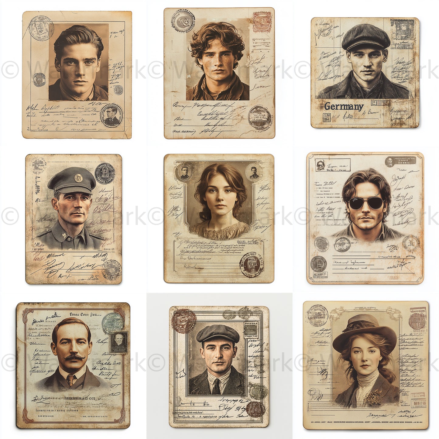 Midjourney Guide Prompts for Antique Id Cards Clipart