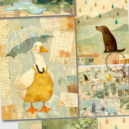 Midjourney NIJI Prompts for April Spring Rainy Journal Pages