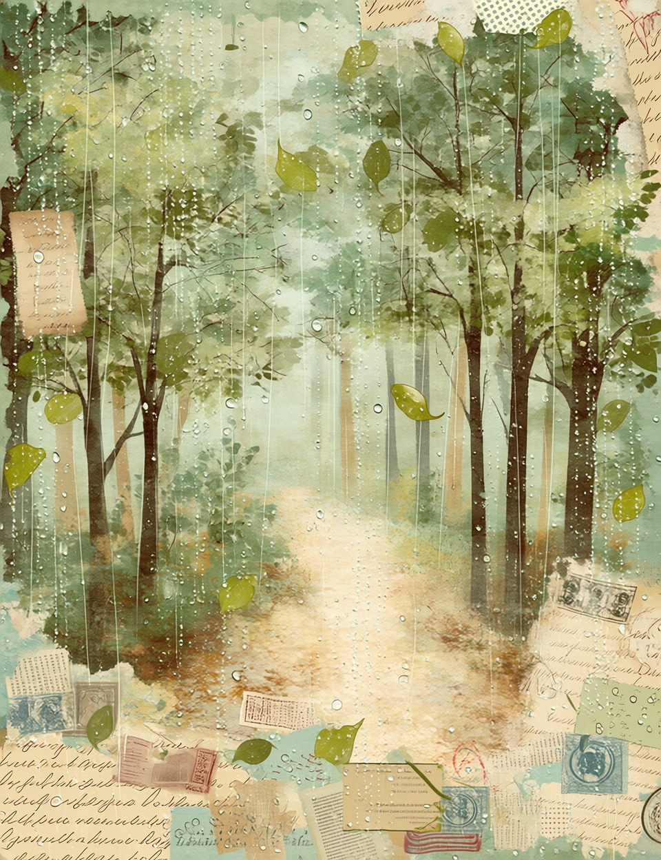 Midjourney NIJI Prompts for April Spring Rainy Journal Pages
