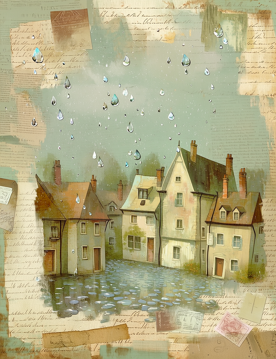 Midjourney NIJI Prompts for April Spring Rainy Journal Pages