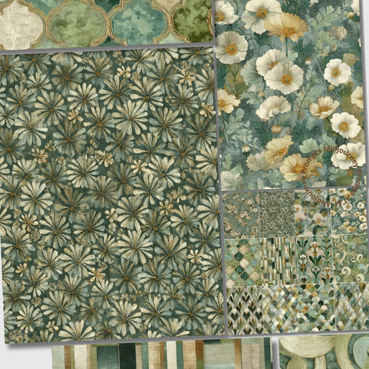 Midjourney V 7 Prompts for Art Deco Green Seamless Patterns