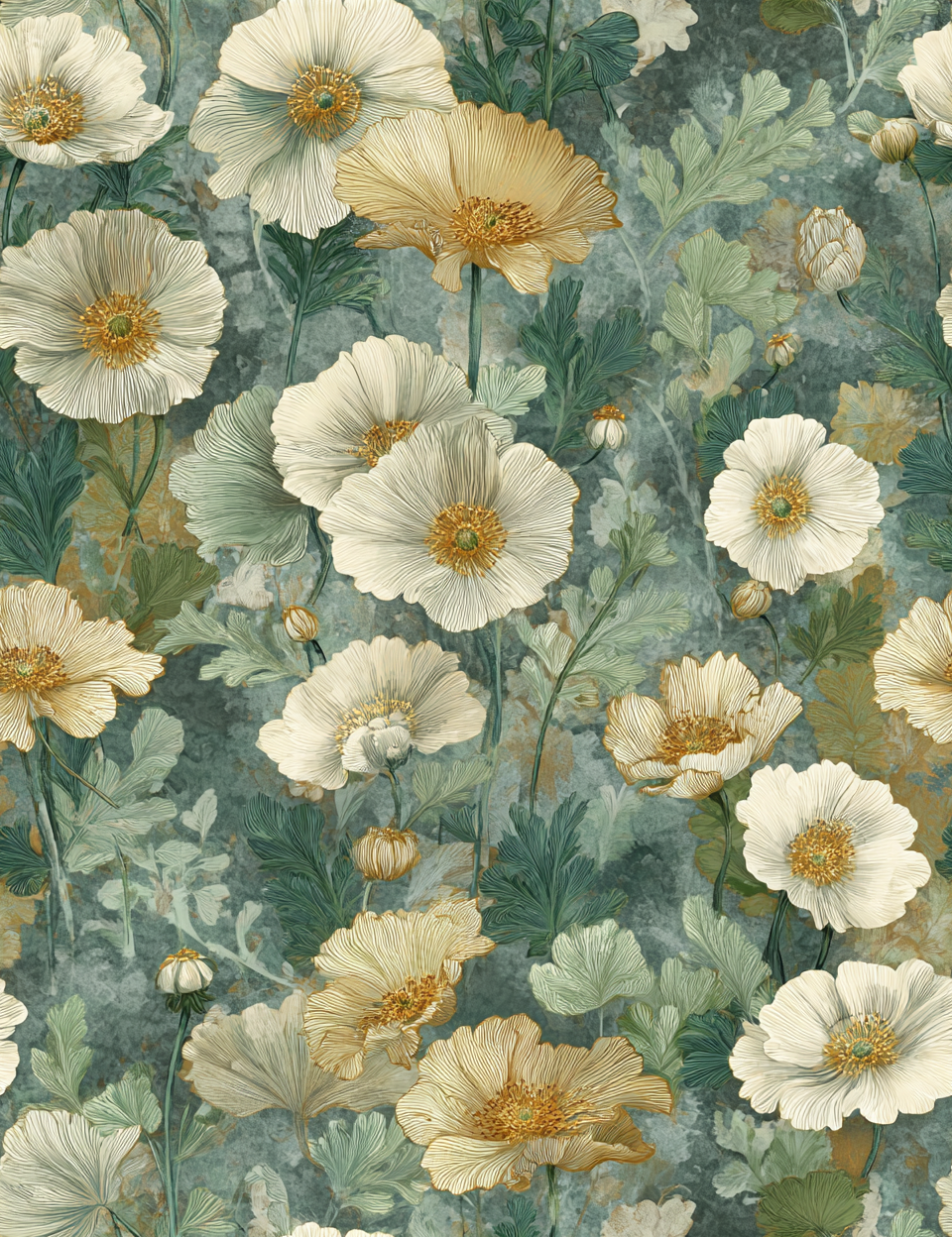 Midjourney V 7 Prompts for Art Deco Green Seamless Patterns