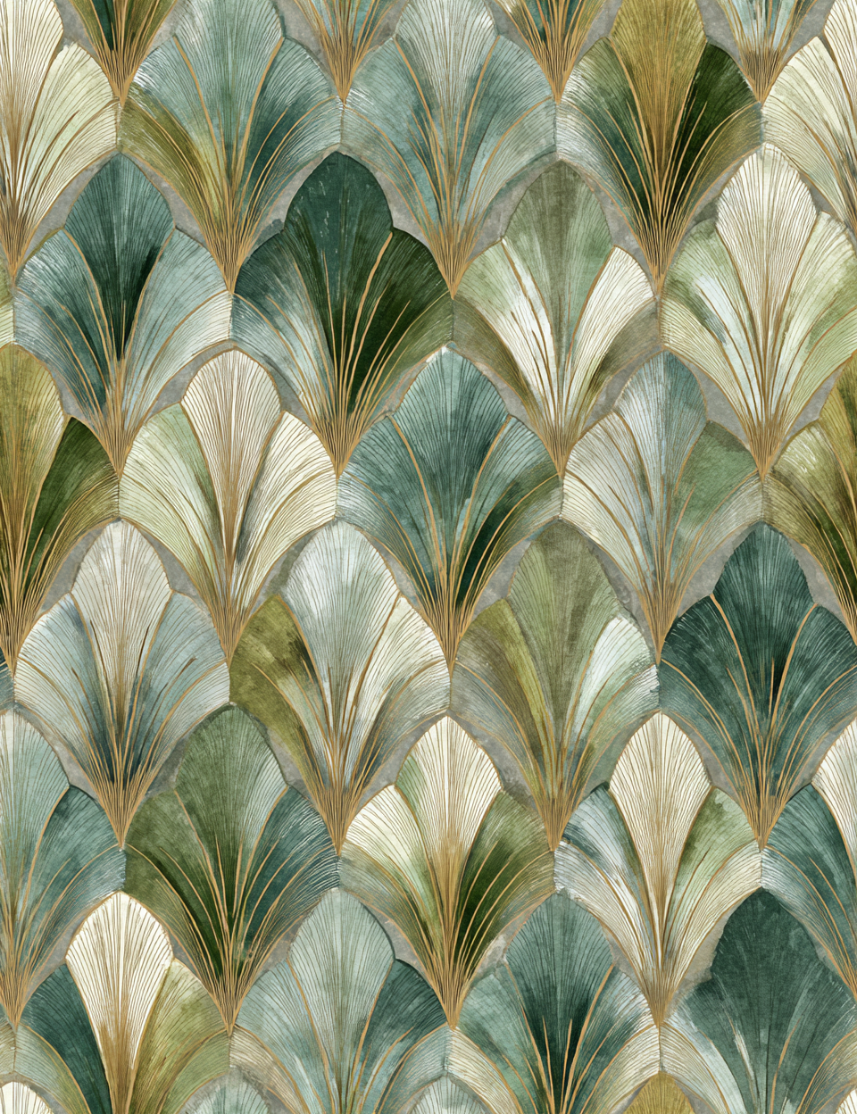 Midjourney V 7 Prompts for Art Deco Green Seamless Patterns