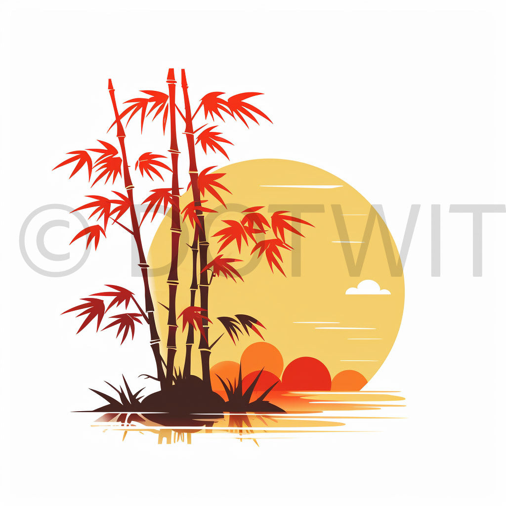 a bamboo tree Asian Icons Chinese Clipart Japanese Digital Art and Midjourney Prompt Commercial Use