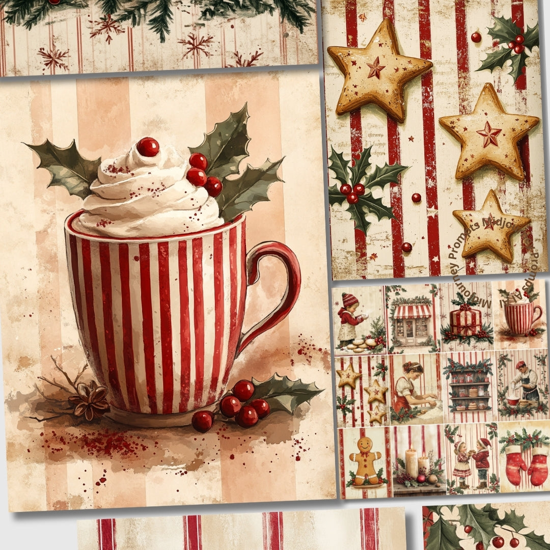 Midjourney Prompts for Bakery Christmas Red Plaid Papers