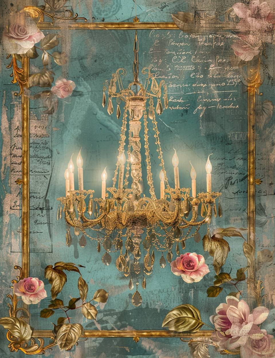 chandelier Midjourney Guide PDF for Baroque Inspired Junk Journal Papers