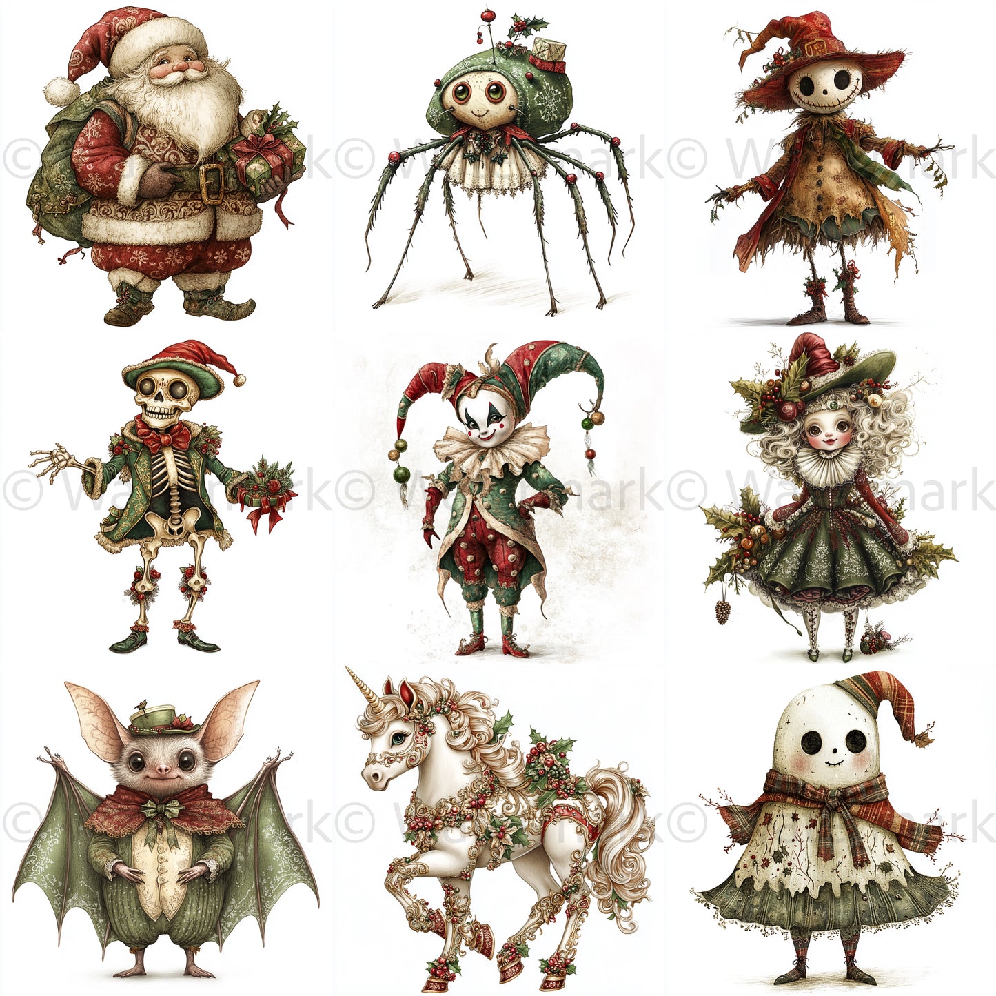 Midjourney Prompts for Baroque Theater Christmas Characters