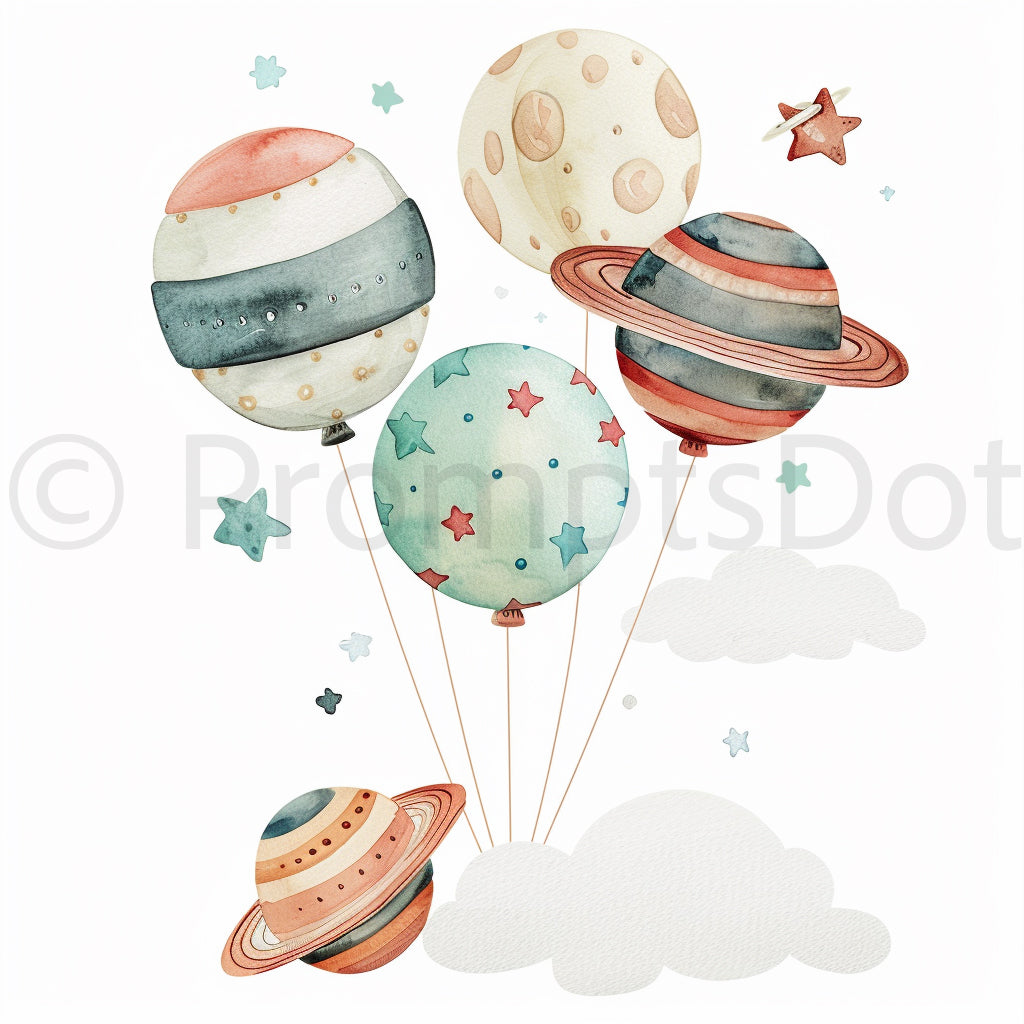 balloons Birthday Astronaut Space Clipart