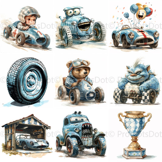 Birthday Vintage Racing Watercolor Cars Midjourney Prompts