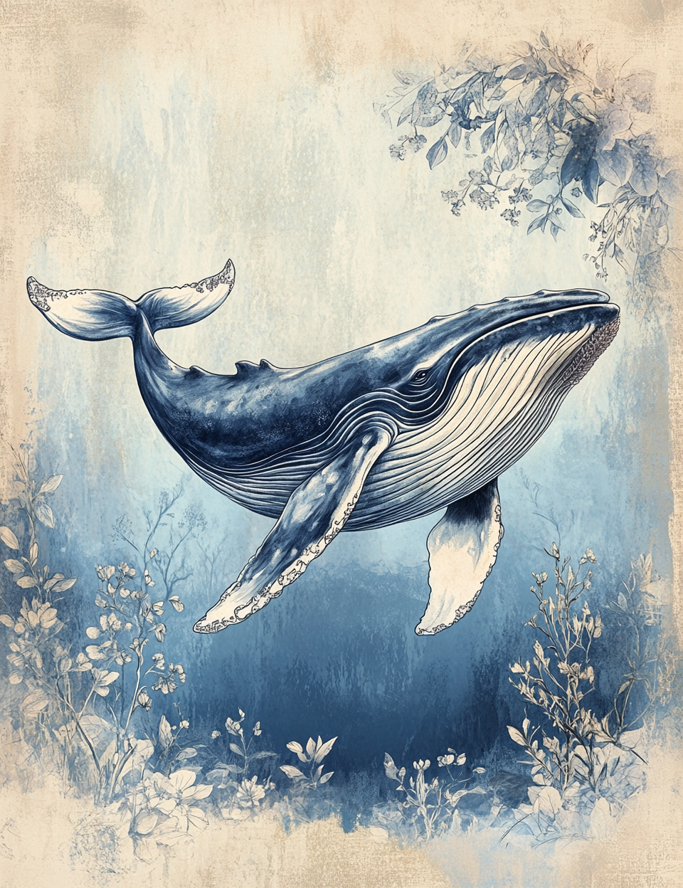 Midjourney V 6.1 Prompts for Blue Famous Animals Botanical Pages