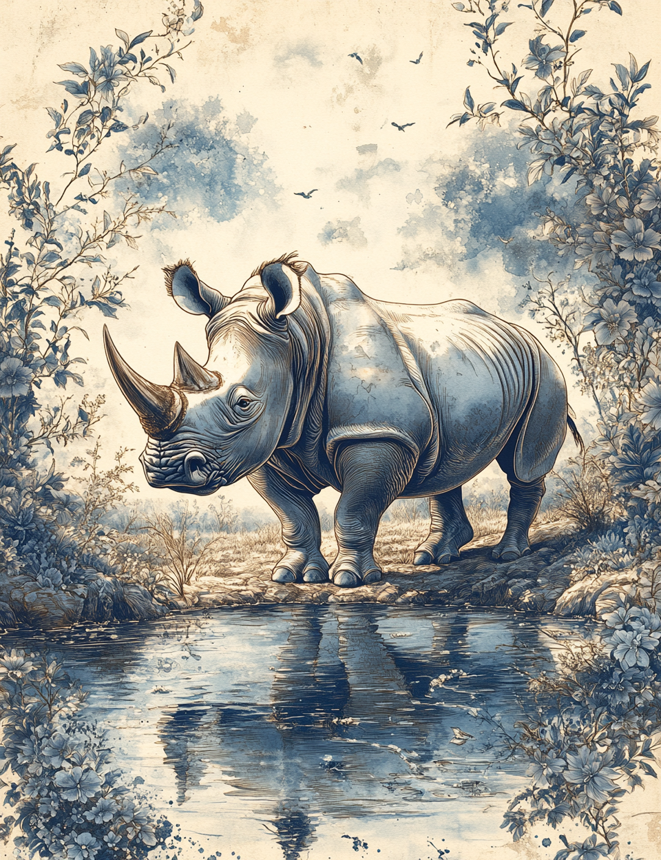 Midjourney V 6.1 Prompts for Blue Famous Animals Botanical Pages