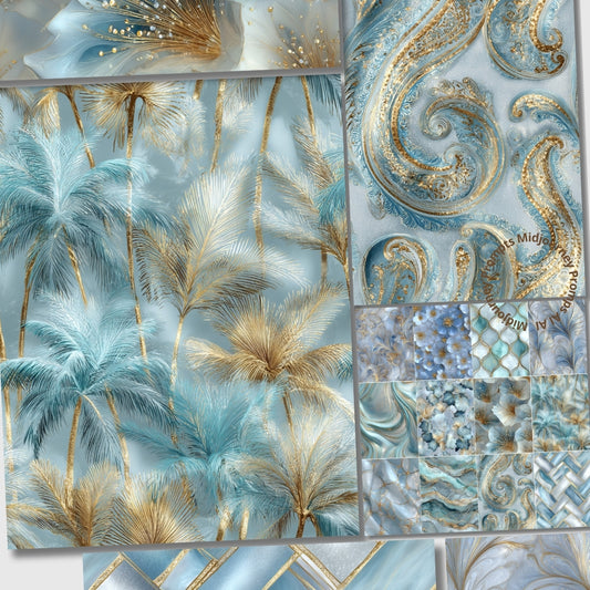 Midjourney V 7 Prompts for Blue Luxury Designs Seamless Patterns