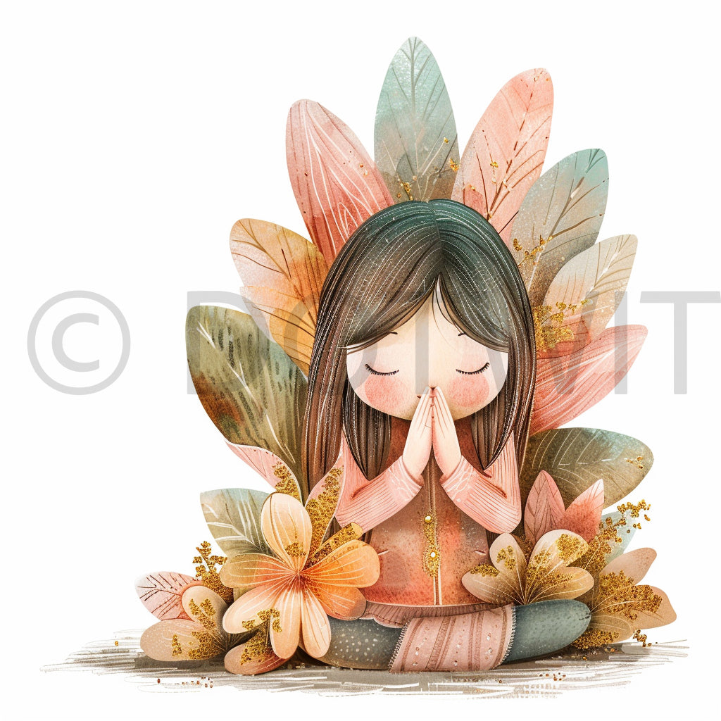 girl praying Spiritual Boho Watercolor