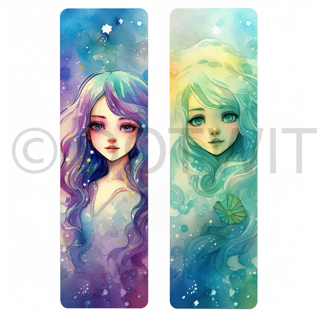 a beautiful couple of girls Bookmarks Watercolor Digital Art Landscapes and Midjourney Prompt Commercial Use