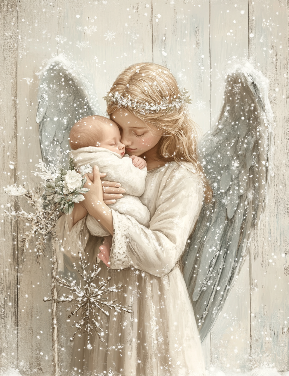 Midjourney V 6.1 Prompts for DUAL Winter Christening Faith Silver Kit