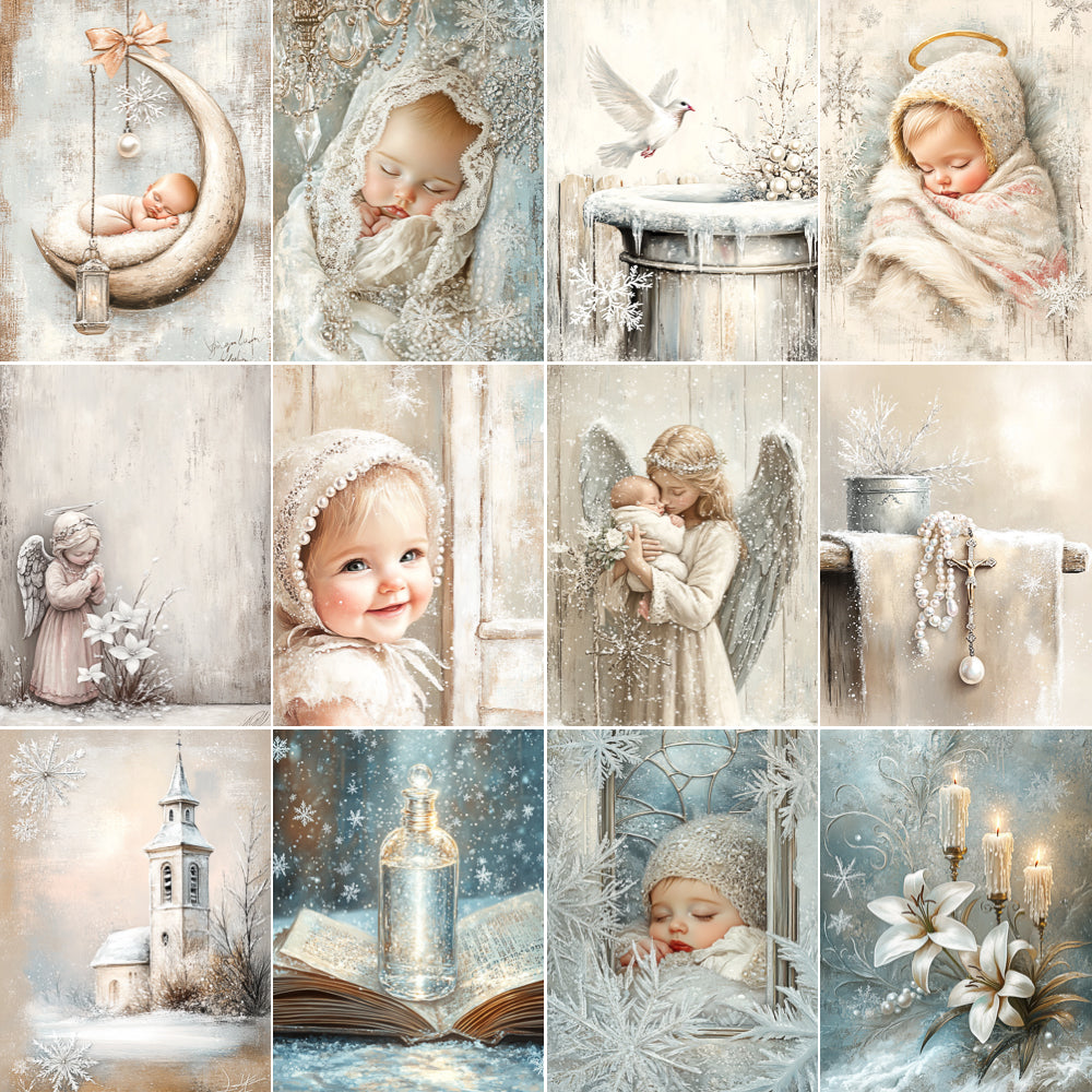 Midjourney V 6.1 Prompts for DUAL Winter Christening Faith Silver Kit