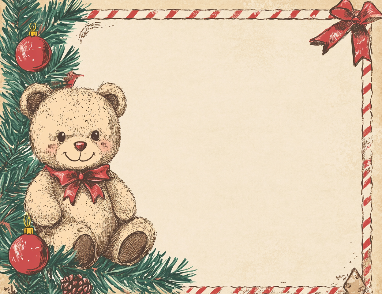 bear in the corner Midjourney Guide PDF for Vintage Christmas Greeting Cards
