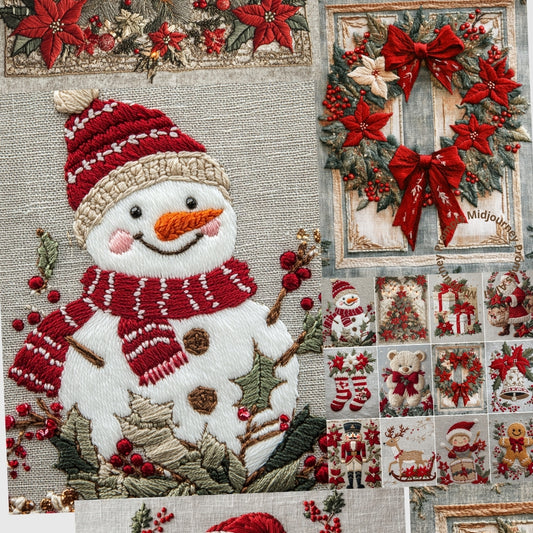 Midjourney Guide Prompts for Christmas Embroidery Digital Art