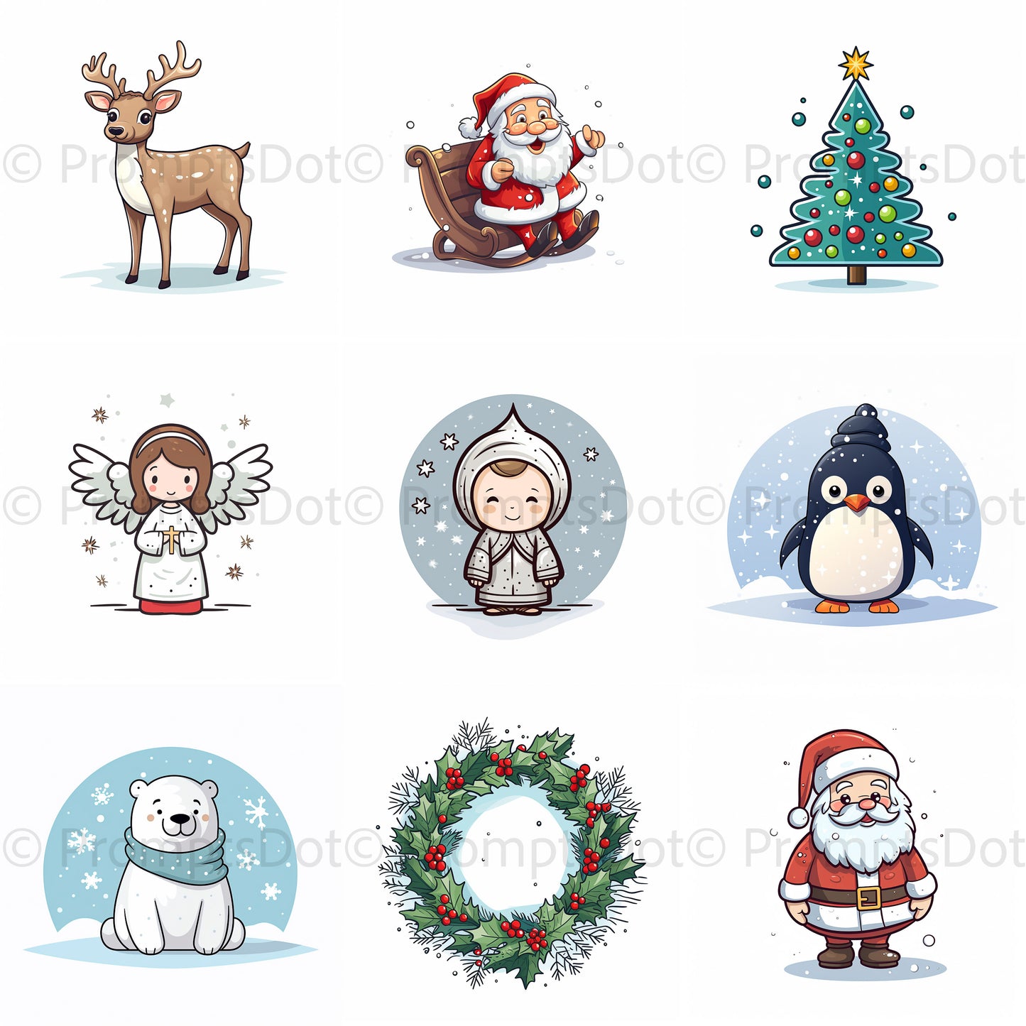 Midjourney Prompt Christmas Icon Cartoons Christmas Clipart