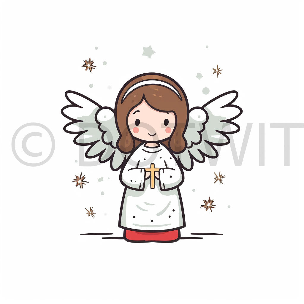 a cute angel icon Christmas Icon Digital Cartoons Clipart and Midjourney Prompt