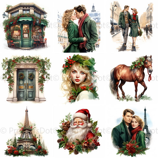 Christmas Illustrations Paris Cliparts Midjourney Prompt Commercial Use