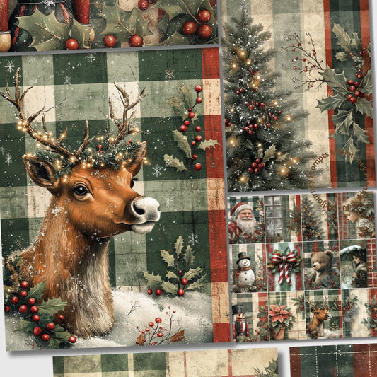 Midjourney Prompts for Rustic Cottage Christmas Plaid Papers