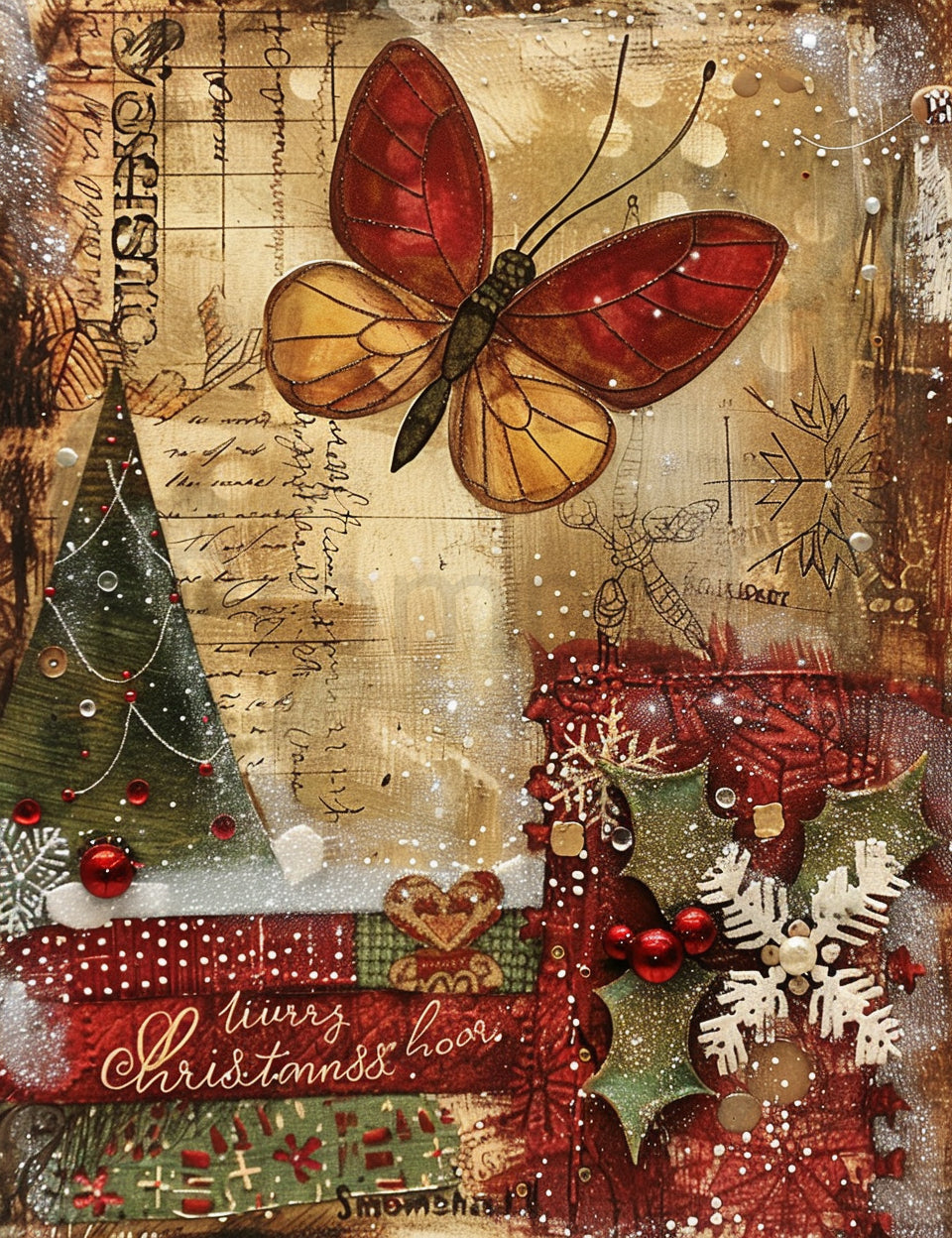 a butterfly Midjourney Prompts For Christmas Junk Journal Pages