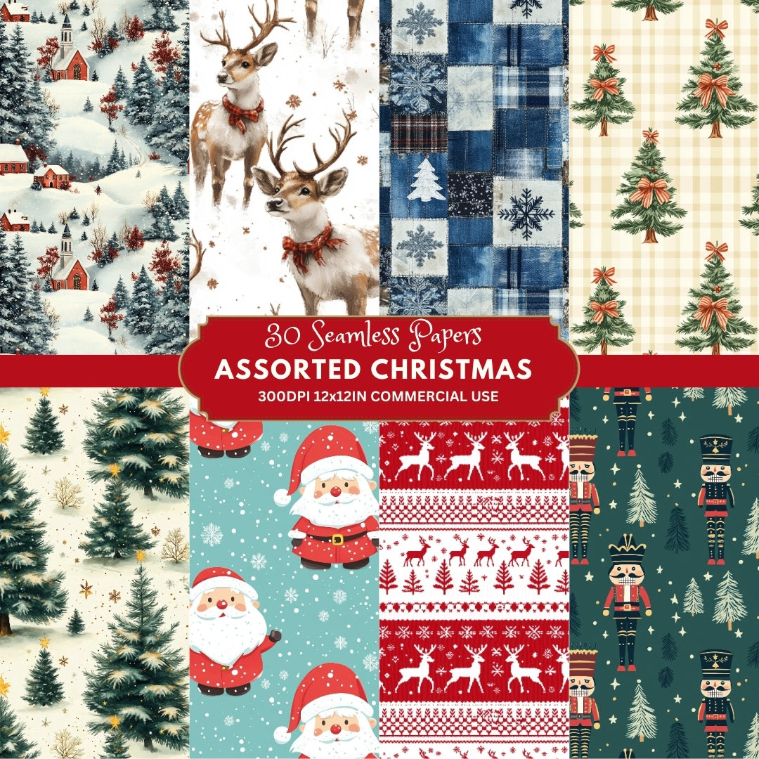 30 Assorted Christmas Seamless Papers