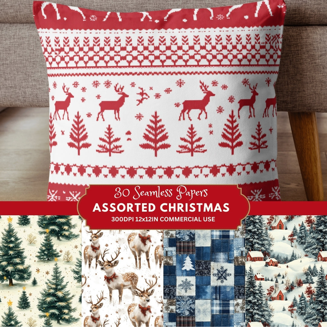 30 Assorted Christmas Seamless Papers