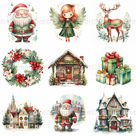 Christmas Watercolor Illustration Art Midjourney Prompt Commercial Use