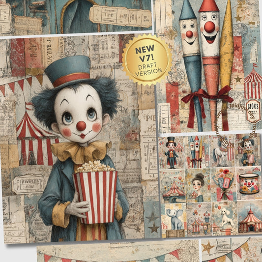 Midjourney V 7 Prompts for Circus Junk Journal Kit