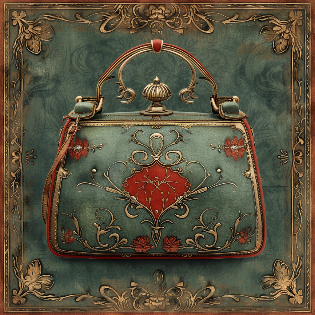 a beautiful vintage purse with red