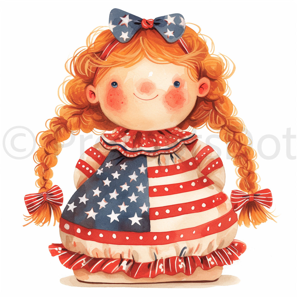 a cute girl Coquette 4th Of July Clipart Midjourney Prompts