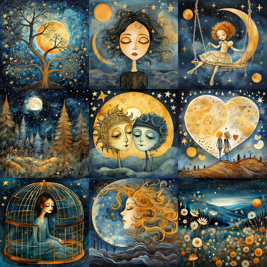 Cosmic Vintage Illustrations Starry Art Wall Digital Art and Midjourney Prompt Commercial Use