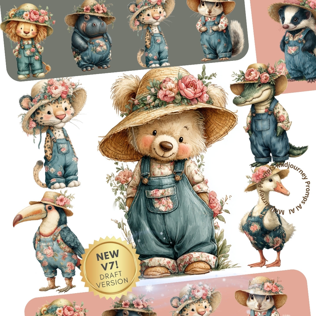 Midjourney v7 Prompts for Cute Cottage Country Spring Animals