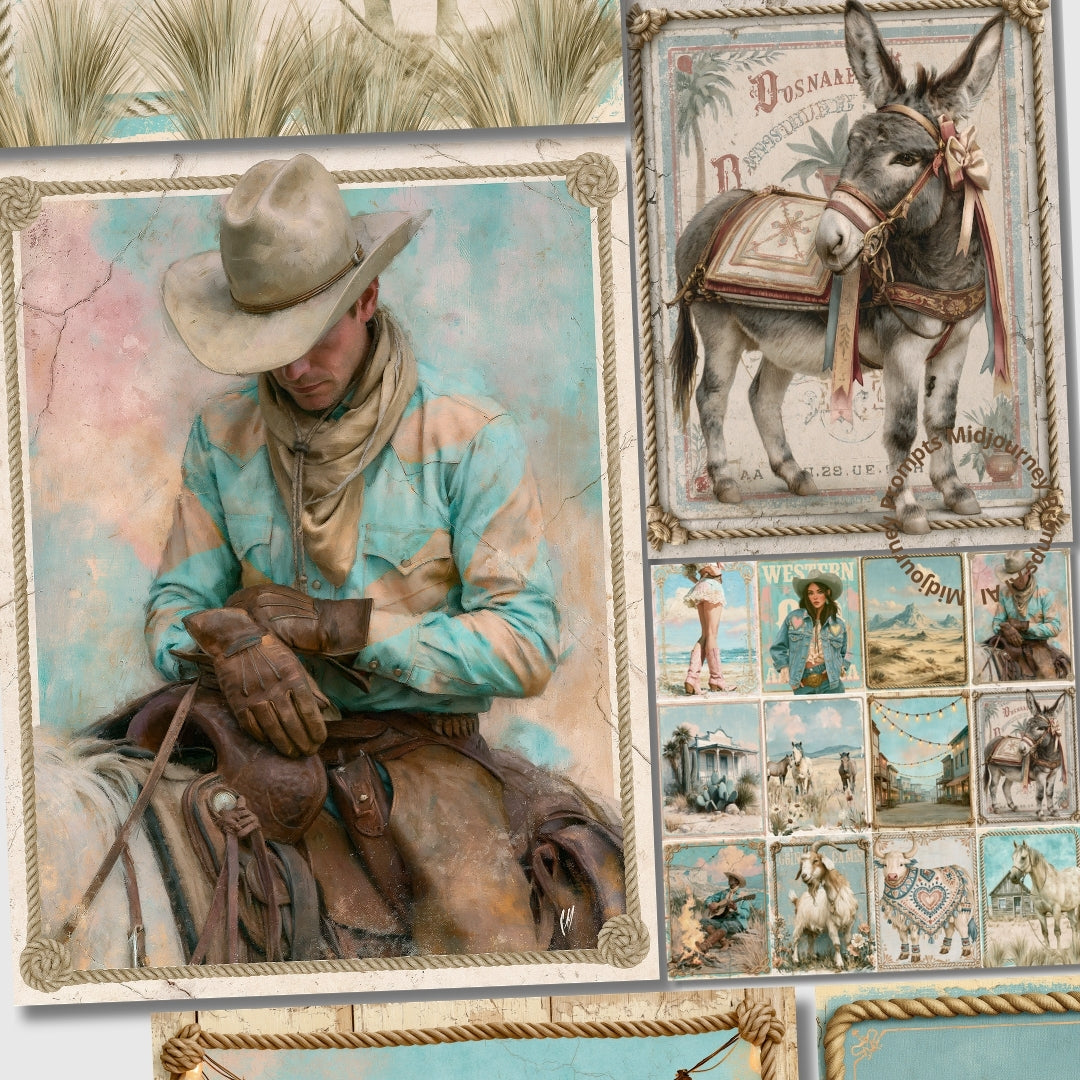 Midjourney V 8.1 Prompts for Cowgirl Coquette Journal Pages